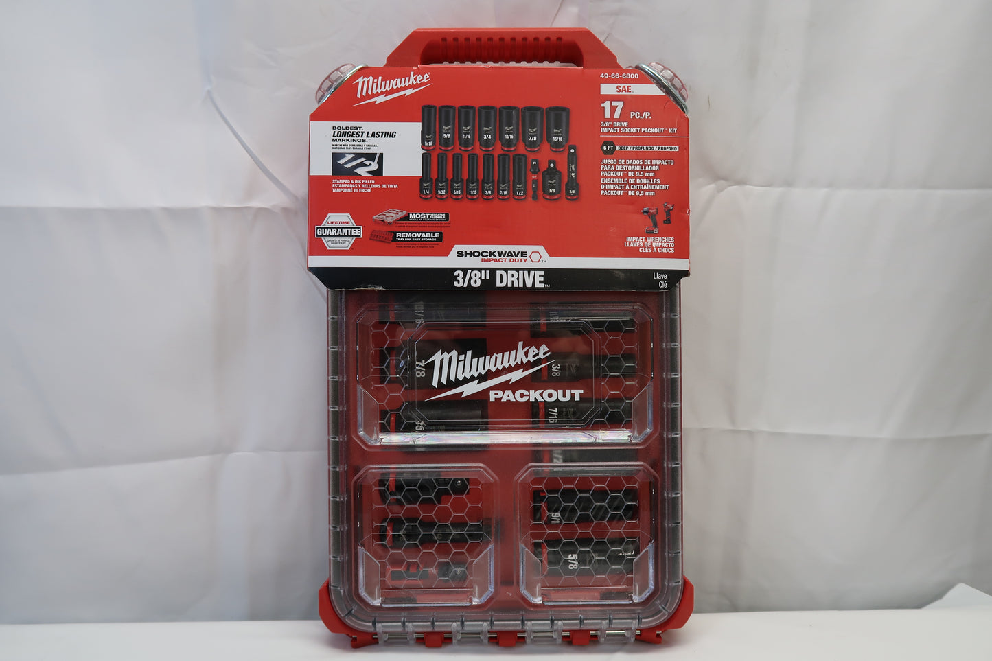 Milwaukee 49-66-6800 17pc SAE 3/8" Impact Socket Set With PACKOUT Case