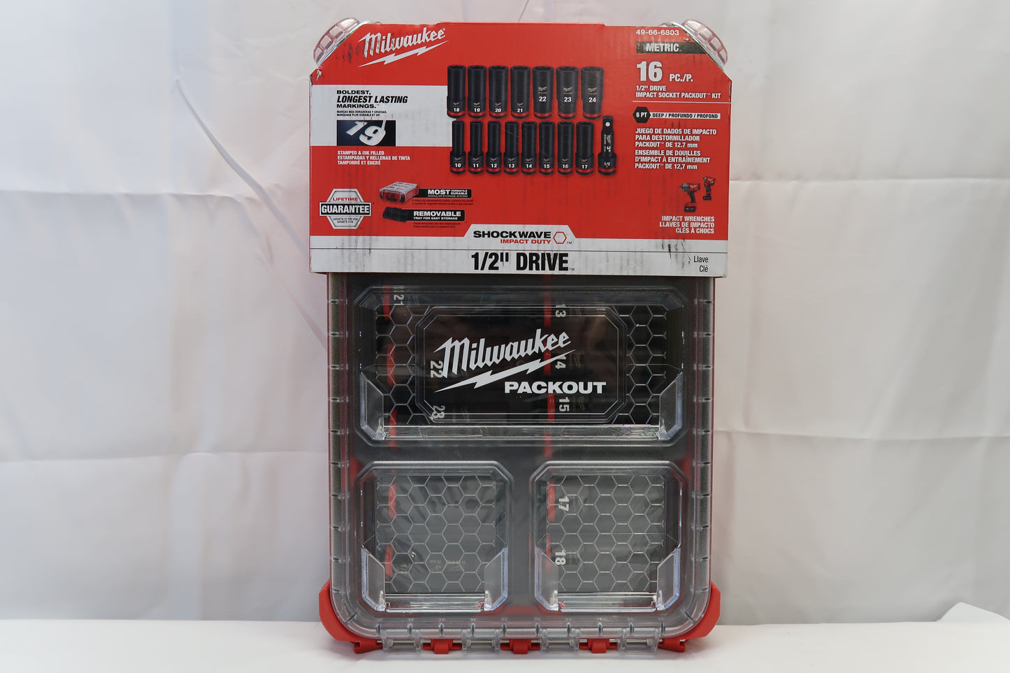 Milwaukee 49-66-6803 16pc 1/2" Metric Socket Set With PACKOUT Case