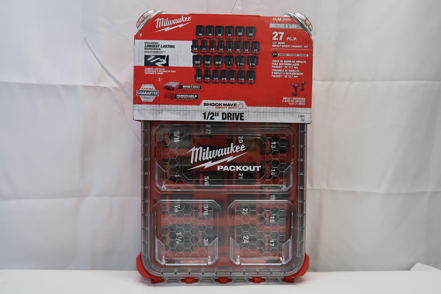 Milwaukee 49-66-6804 27pc SAE/Metric 1/2" Impact Socket Set With PACKOUT Case