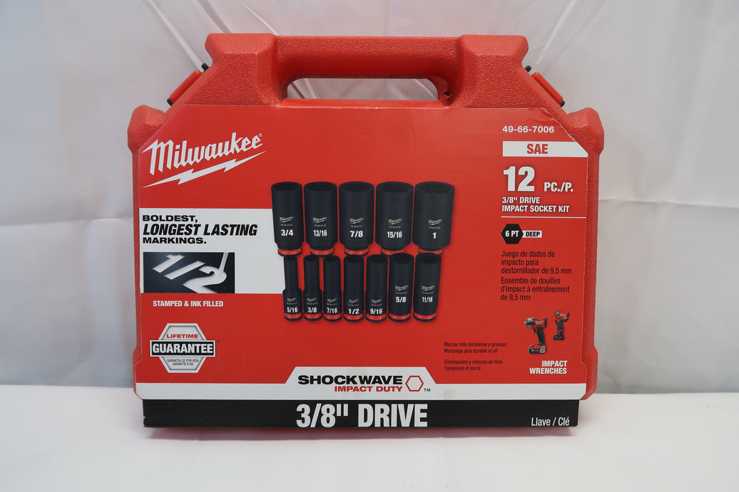 Milwaukee 49-66-7006 12pc SAE 3/8" Impact Socket Set