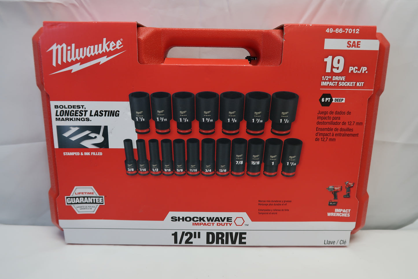 Milwaukee 49-66-7012 19pc SAE 1/2" Impact Socket Set