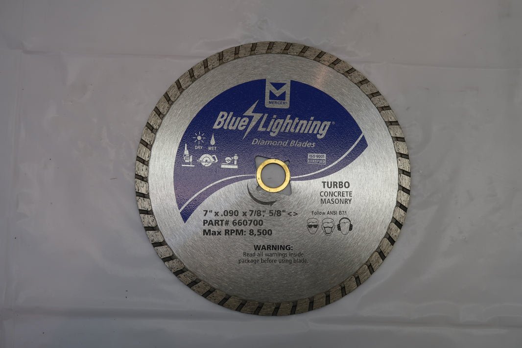 Mercer 660700 "Blue Lightning" 7" Diamond Turbo Blade