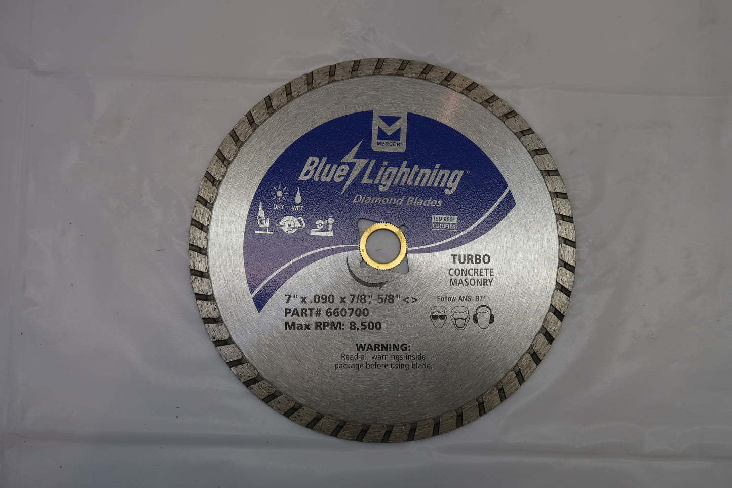 Mercer 660700 "Blue Lightning" 7" Diamond Turbo Blade