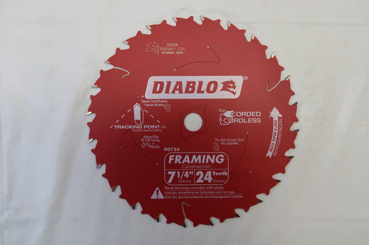 Diablo D0724 7-1/4" Wood Framing Blade (24T)