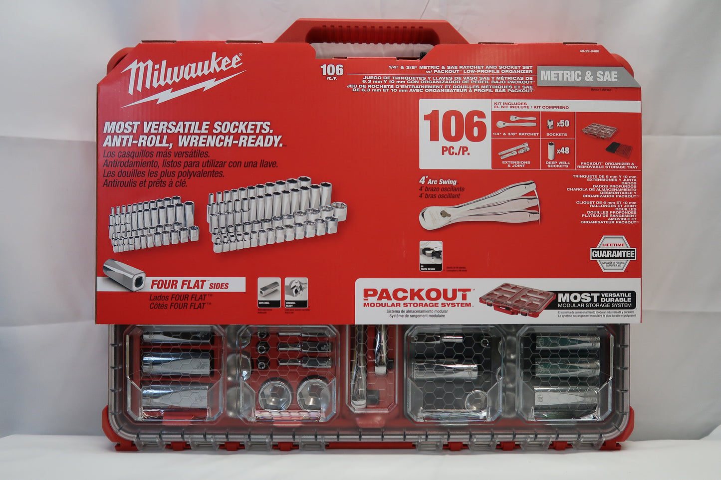 Milwaukee 48-22-9486 106pc 1/4" & 3/8" Socket Set With PACKOUT Case