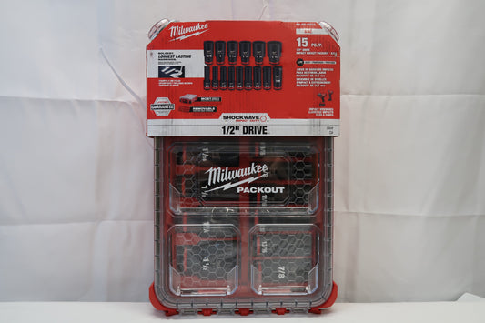 Milwaukee 49-66-6802 15pc SAE 1/2" Impact Socket Set With PACKOUT Case
