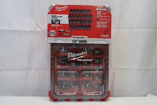 Milwaukee 49-66-6804 27pc SAE/Metric 1/2" Impact Socket Set With PACKOUT Case