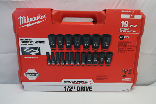Milwaukee 49-66-7012 19pc SAE 1/2" Impact Socket Set