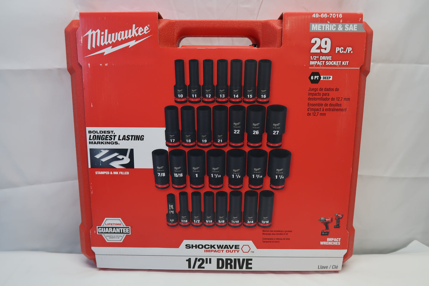 Milwaukee 49-66-7016 29pc Metric/SAE 1/2" Impact Socket Set